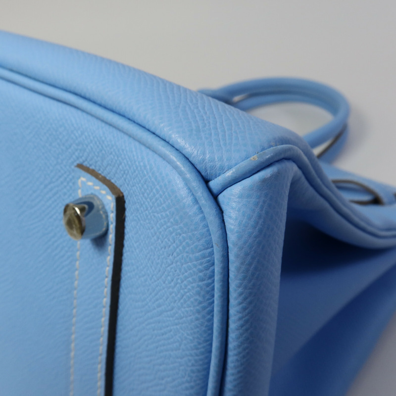 HERMES Epsom皮革Birkin 35手挽袋Celeste/Mykonos-12