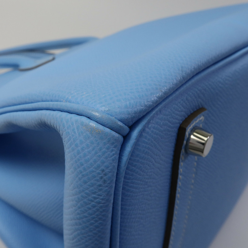 HERMES Epsom皮革Birkin 35手挽袋Celeste/Mykonos-13