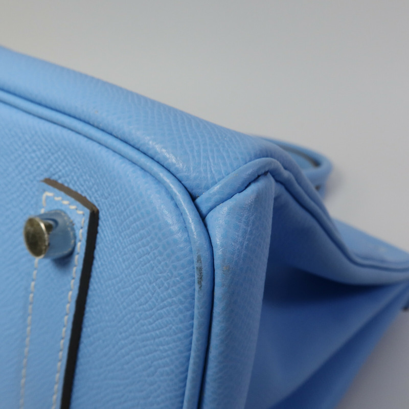 HERMES Epsom皮革Birkin 35手挽袋Celeste/Mykonos-14
