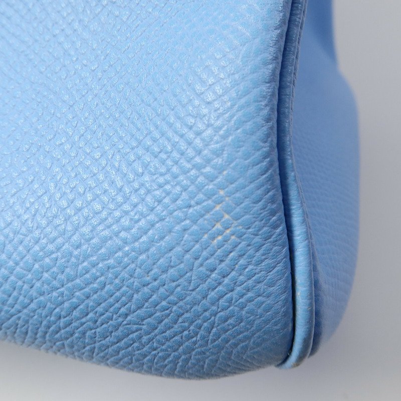 HERMES Epsom皮革Birkin 35手挽袋Celeste/Mykonos-15