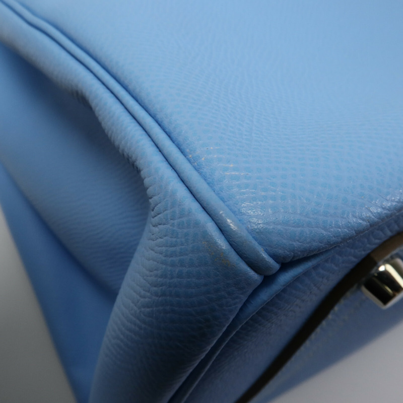 HERMES Epsom皮革Birkin 35手挽袋Celeste/Mykonos-16