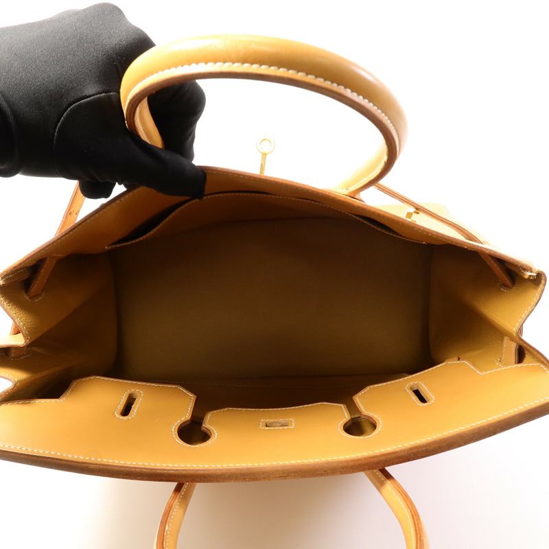 HERMES Gulliver皮革Birkin 35手挽袋Beige-4