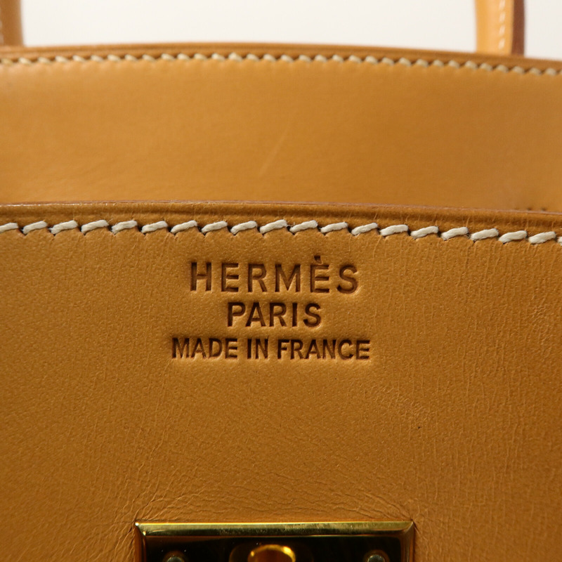 HERMES Gulliver皮革Birkin 35手挽袋Beige-5