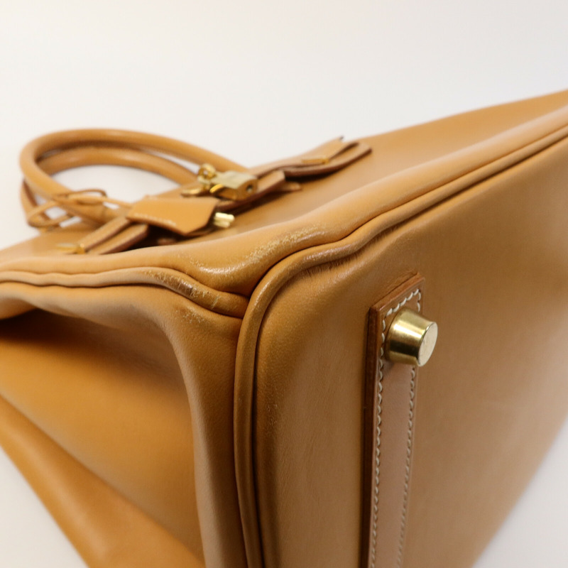 HERMES Gulliver皮革Birkin 35手挽袋Beige-9