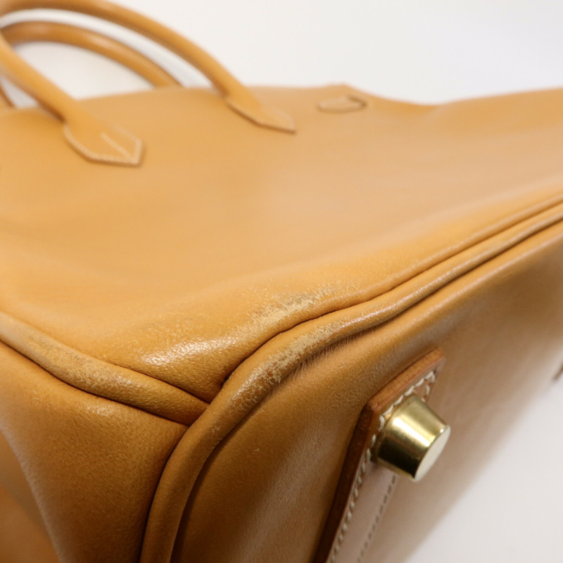 HERMES Gulliver皮革Birkin 35手挽袋Beige-16