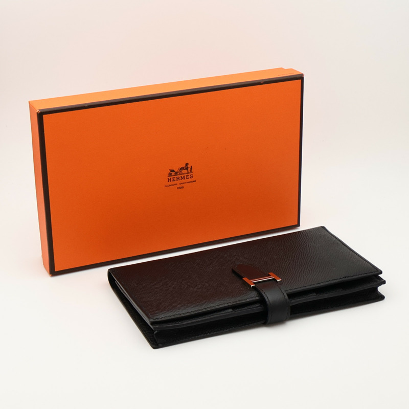 HERMES Epsom皮革Bearn Wallet長錢包Noir-8
