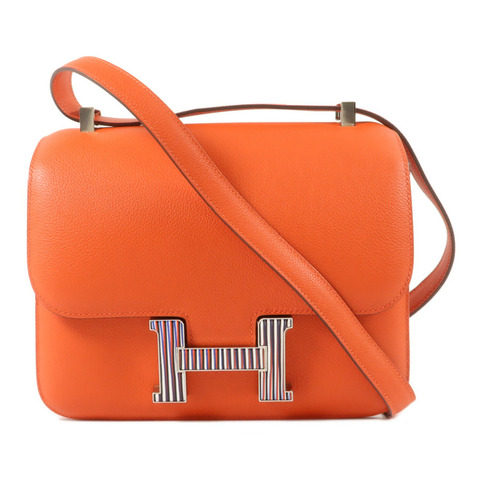 HERMES Evercolor皮革Constance 24肩背袋Feu