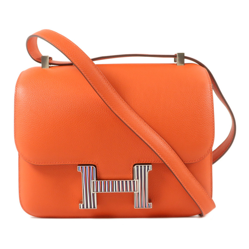 HERMES Evercolor皮革Constance 24肩背袋Feu-0