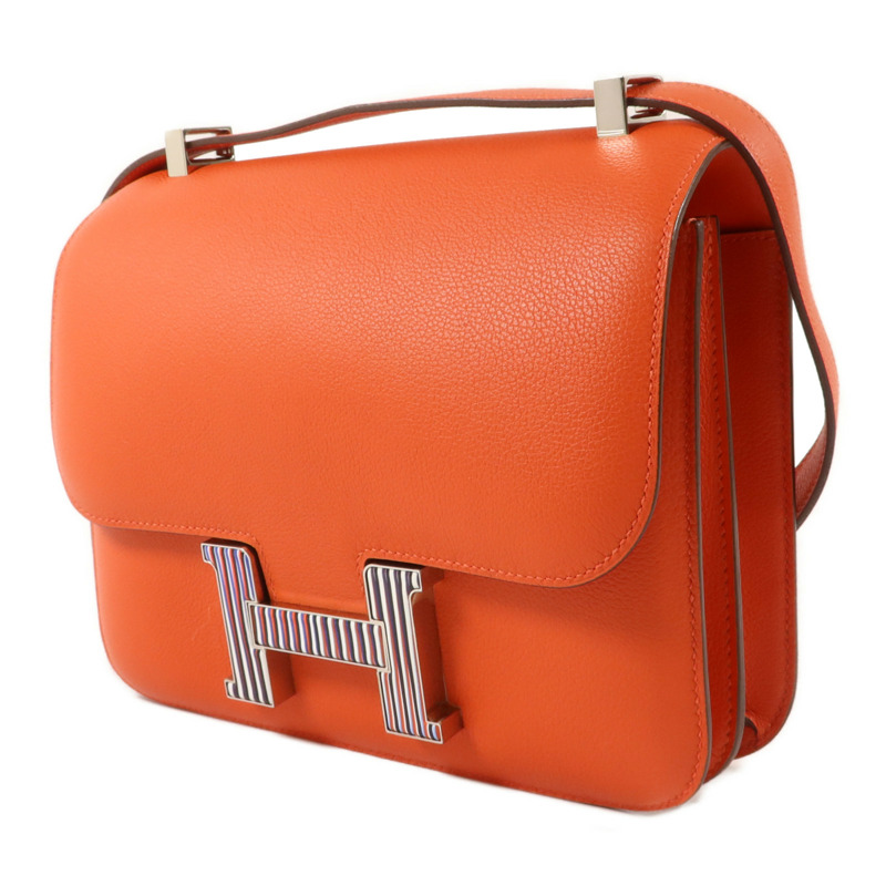 HERMES Evercolor皮革Constance 24肩背袋Feu-2