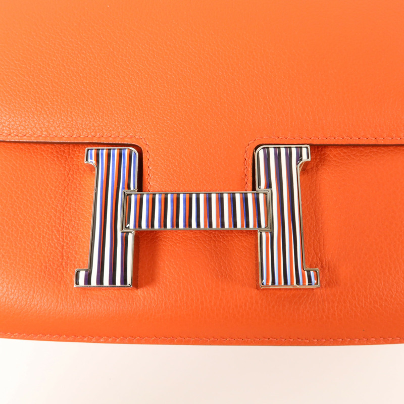 HERMES Evercolor皮革Constance 24肩背袋Feu-9