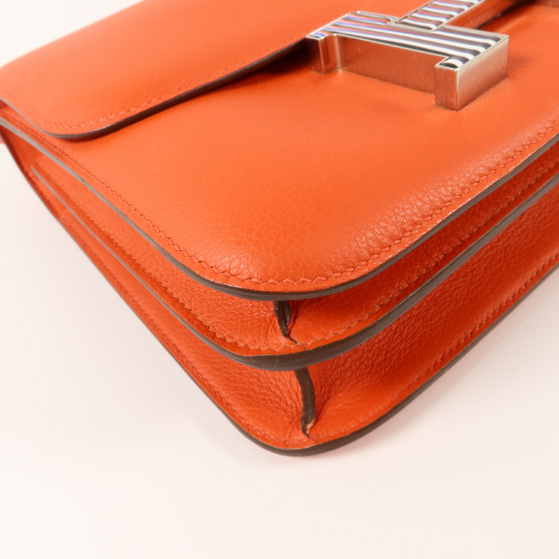 HERMES Evercolor皮革Constance 24肩背袋Feu-12