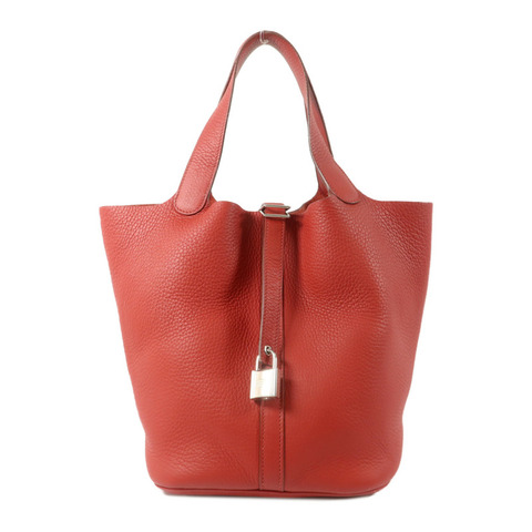 HERMES Clemence皮革Picotin GM手挽袋Rouge Pivoine
