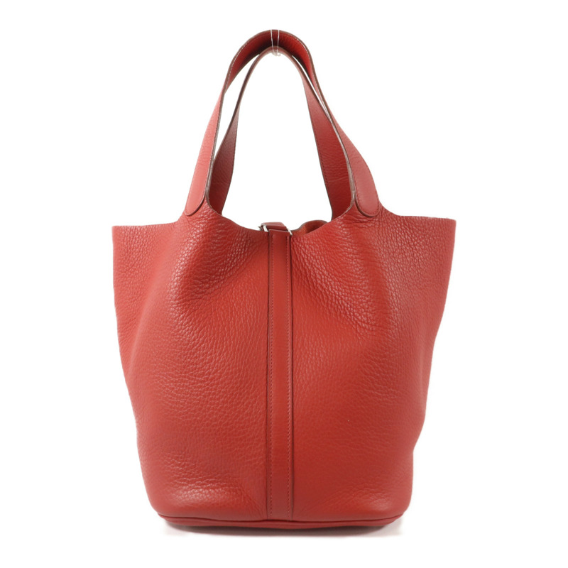 HERMES Clemence皮革Picotin GM手挽袋Rouge Pivoine-1