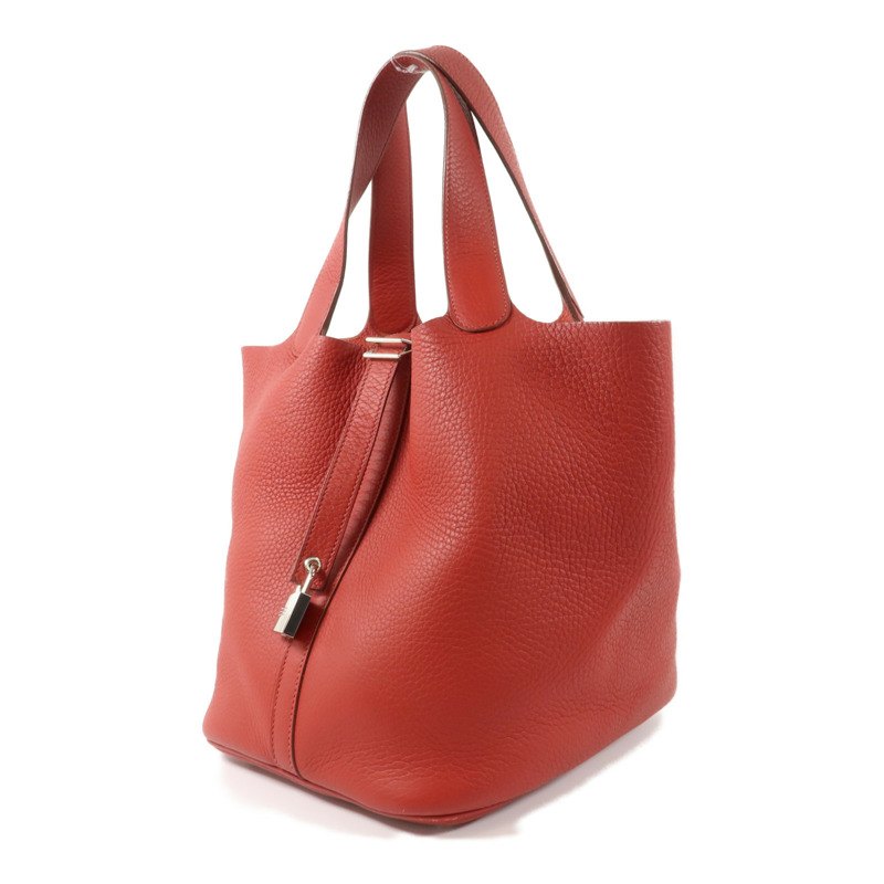 HERMES Clemence皮革Picotin GM手挽袋Rouge Pivoine-2