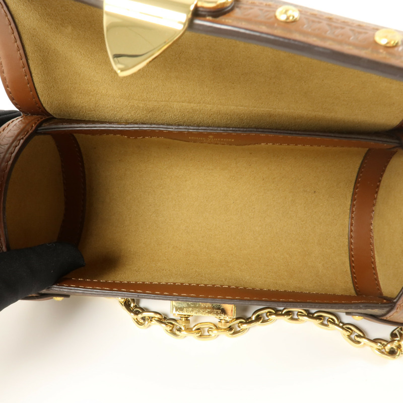 LOUIS VUITTON Monogram Papillon Trunk金扣手挽肩背兩用袋棕色-4