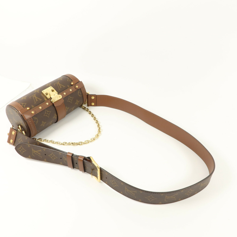 LOUIS VUITTON Monogram Papillon Trunk金扣手挽肩背兩用袋棕色-6