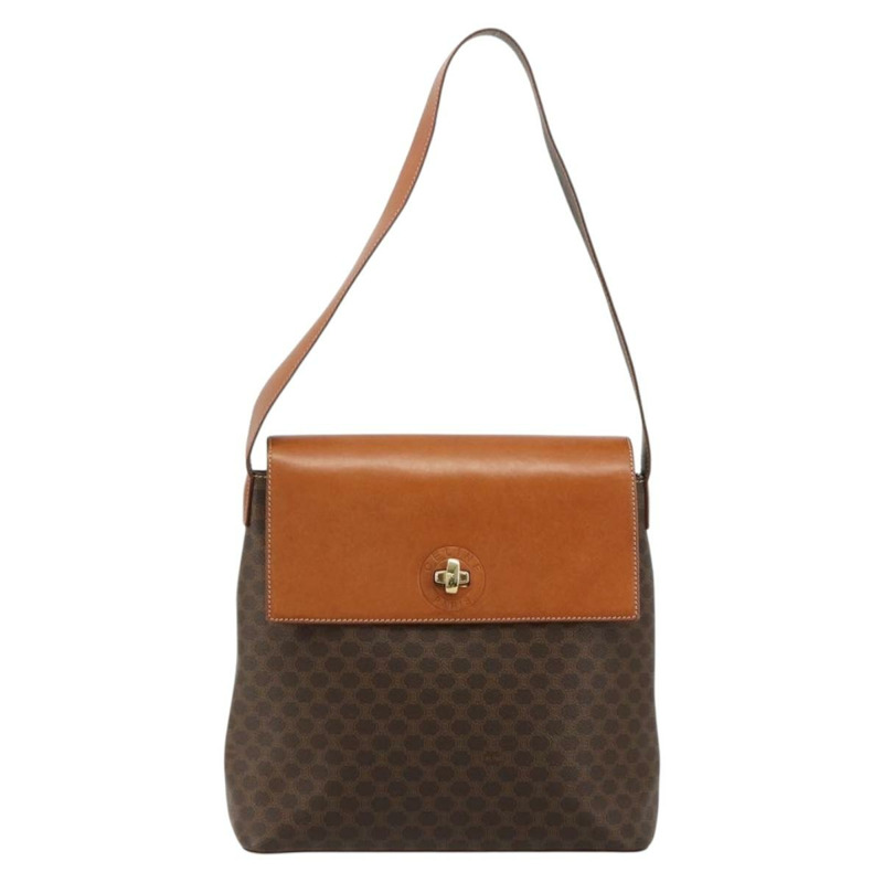 【日本直送】CELINE Macadam帆布肩背包 PVC皮革 棕色 金色 正品 182190A-12