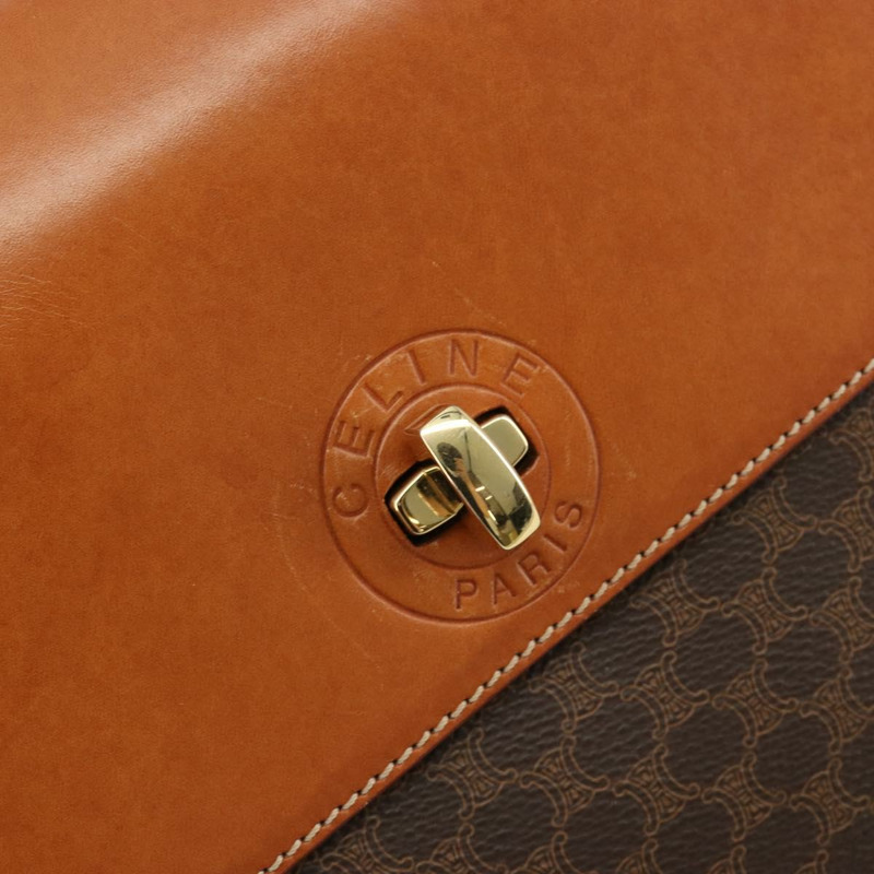 【日本直送】CELINE Macadam帆布肩背包 PVC皮革 棕色 金色 正品 182190A-16