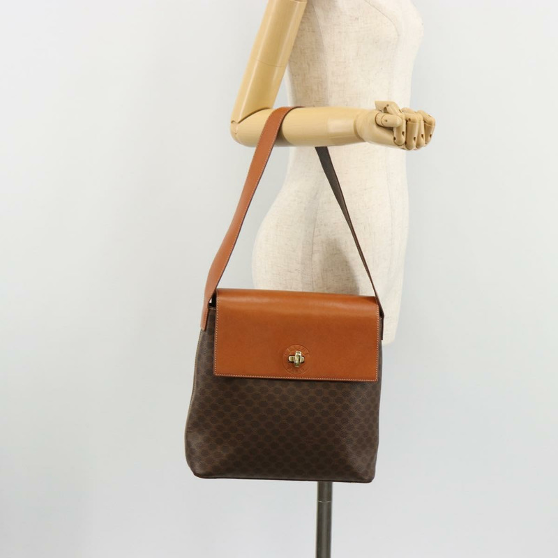 【日本直送】CELINE Macadam帆布肩背包 PVC皮革 棕色 金色 正品 182190A-22