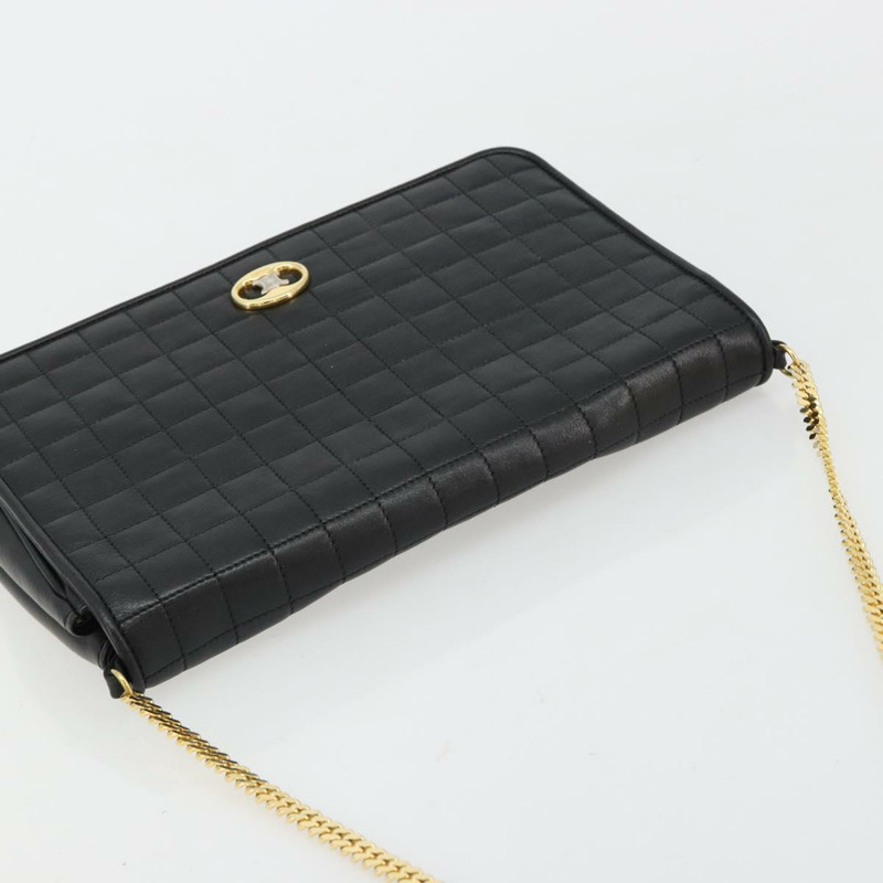 【日本直送】CELINE 鏈條肩背包,皮革材質,黑色,金色,正品編號 182421V-5