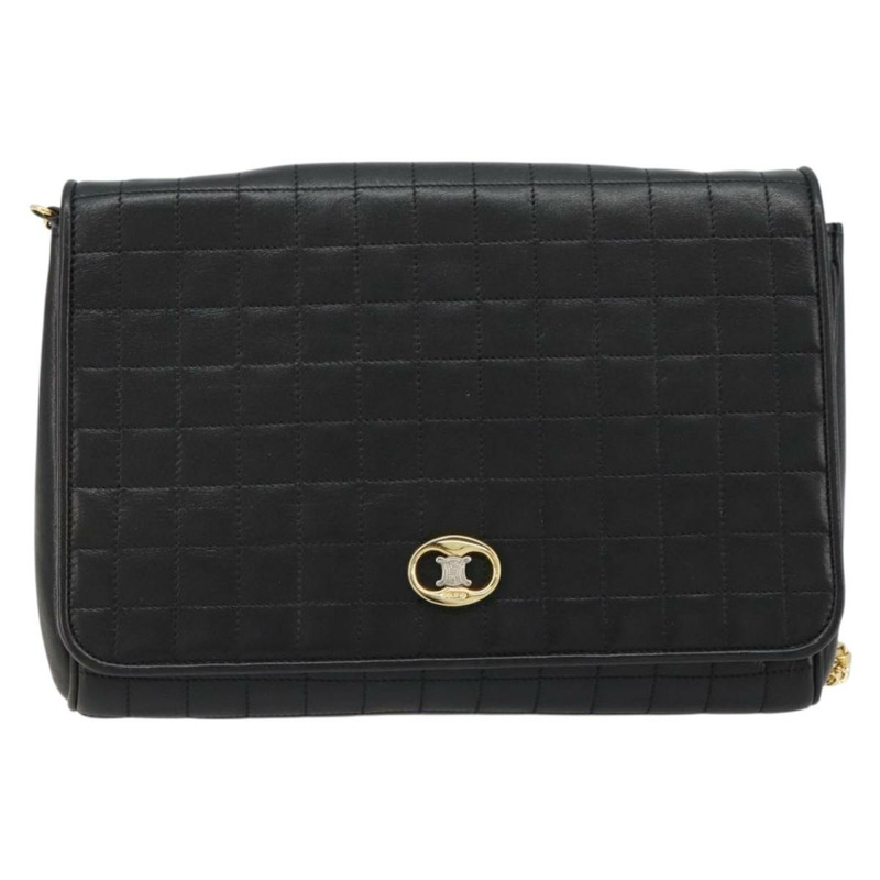 【日本直送】CELINE 鏈條肩背包,皮革材質,黑色,金色,正品編號 182421V-12