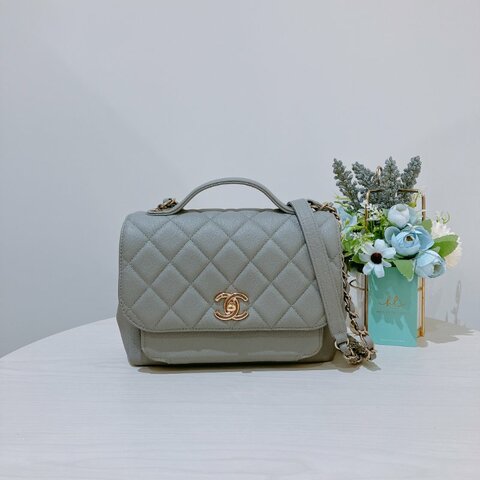 TK2064	香奈兒 灰色 手提/ 斜挎袋 Chanel Business Affinity Bag Caviar Grey X GHW