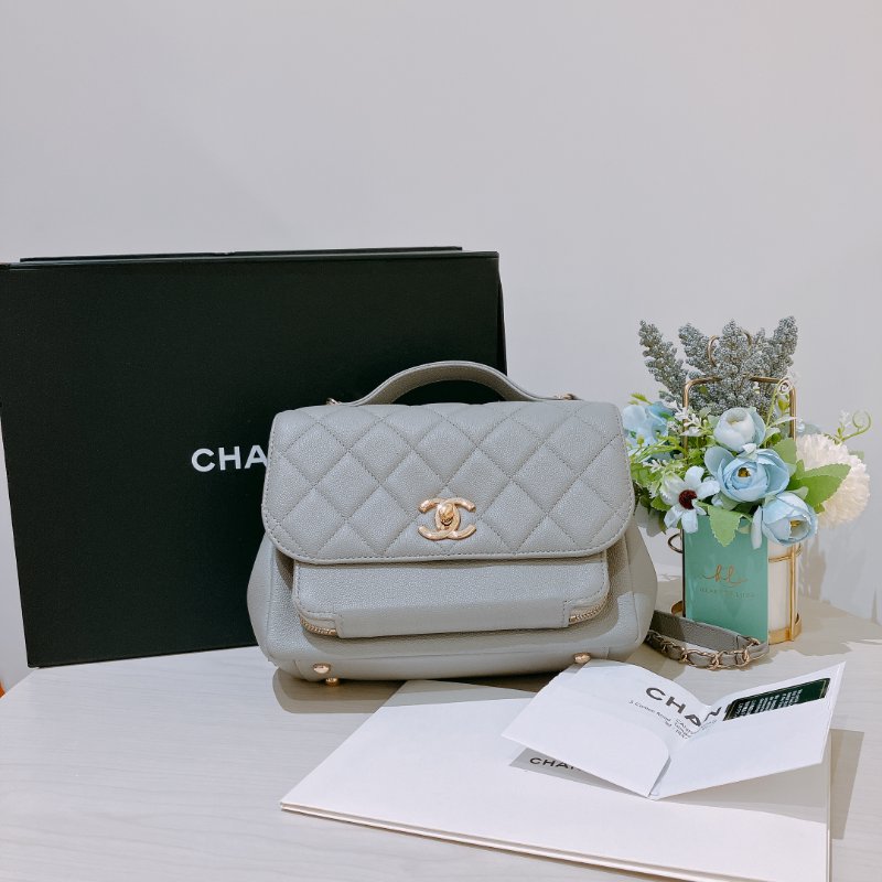 TK2064 香奈兒 灰色 手提/ 斜挎袋 Chanel Business Affinity Bag Caviar Grey X GHW-29