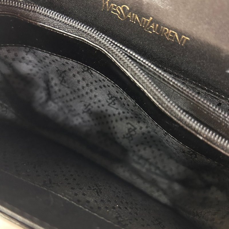 YSL Yves Saint Laurent 鱷魚紋壓花 皮革復古漆皮 單肩斜背包-7