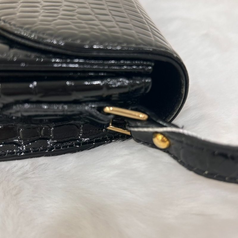 YSL Yves Saint Laurent 鱷魚紋壓花 皮革復古漆皮 單肩斜背包-10