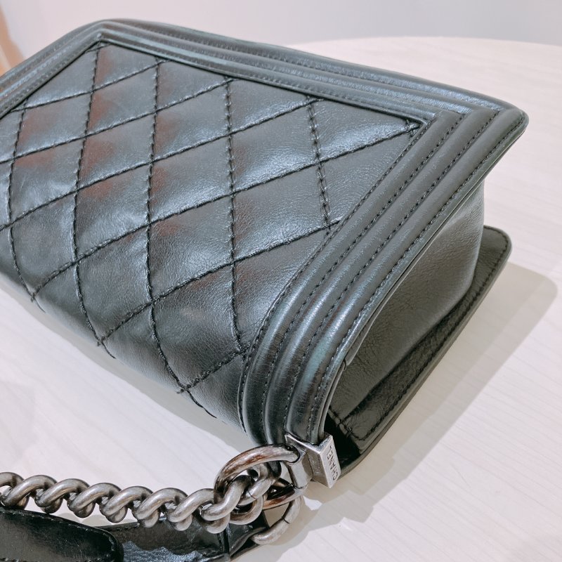 TK2067 Chanel Boy Medium 25cm Lambskin Black X PHW-14