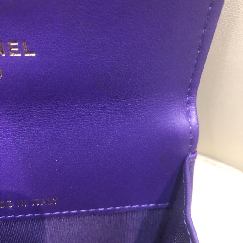CHANEL Boy 紫色羊皮菱格紋卡片夾XC542-20