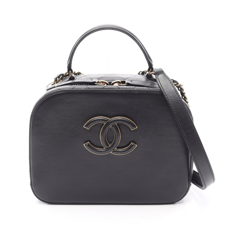 香奈兒 (CHANEL) Matelasse Vanity Bag 2WAY Shoulder Bag 皮革黑色二手女款-0