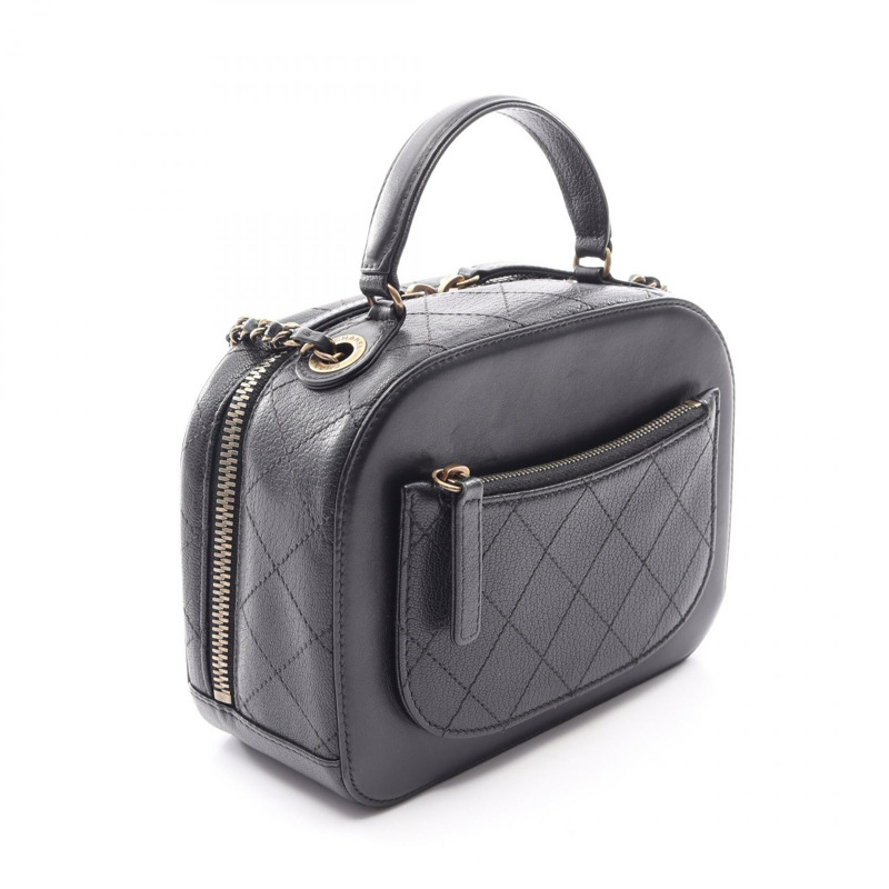 香奈兒 (CHANEL) Matelasse Vanity Bag 2WAY Shoulder Bag 皮革黑色二手女款-1