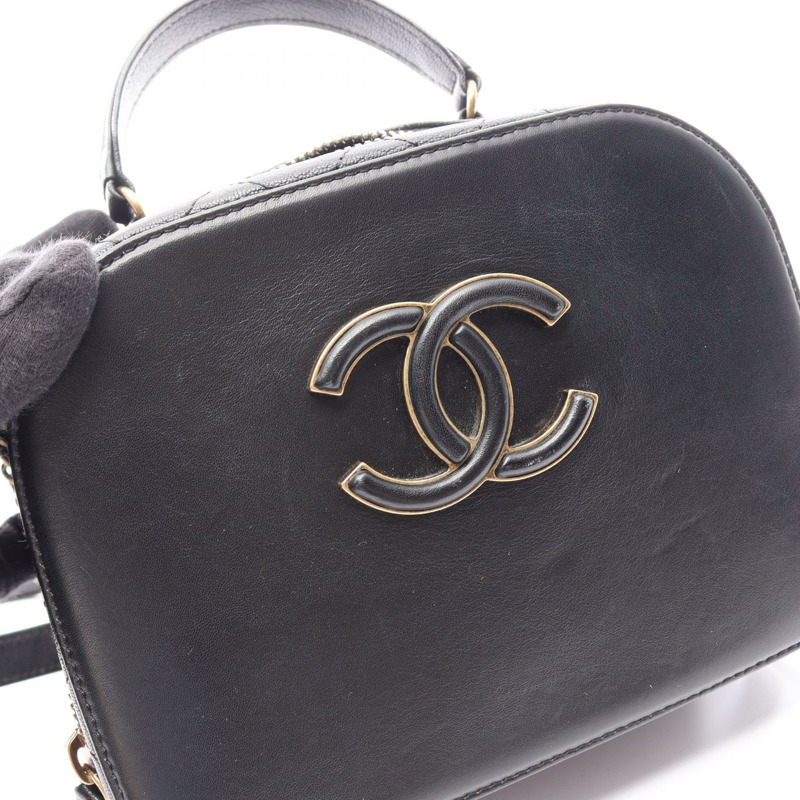 香奈兒 (CHANEL) Matelasse Vanity Bag 2WAY Shoulder Bag 皮革黑色二手女款-6