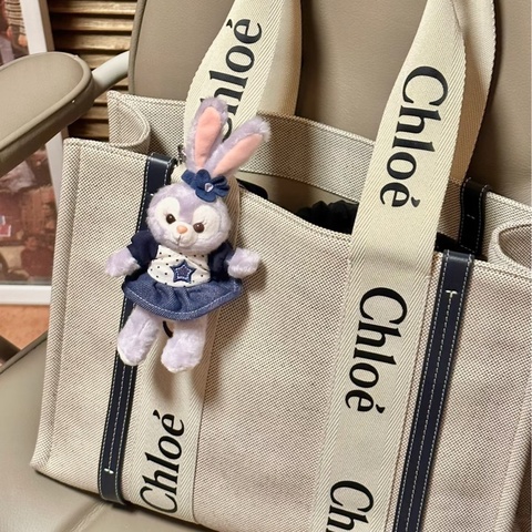 「99新✨全網最低價」Chloé Woody 中號托特包|米色帆布黑色皮革