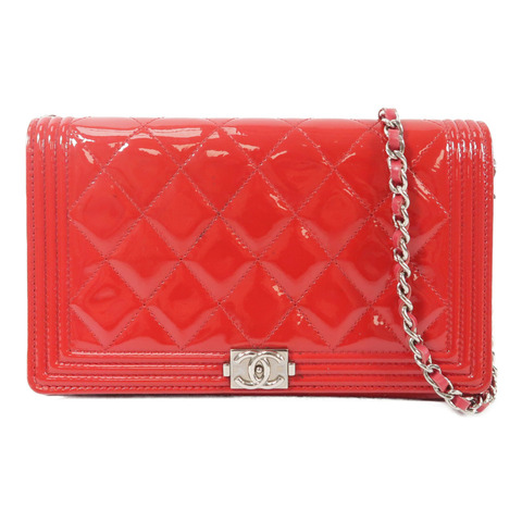 CHANEL 漆皮皮革Boy WOC Wallet On Chain鏈帶肩背袋
