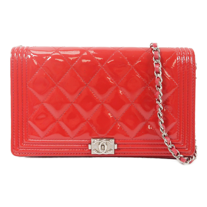 CHANEL 漆皮皮革Boy WOC Wallet On Chain鏈帶肩背袋-0