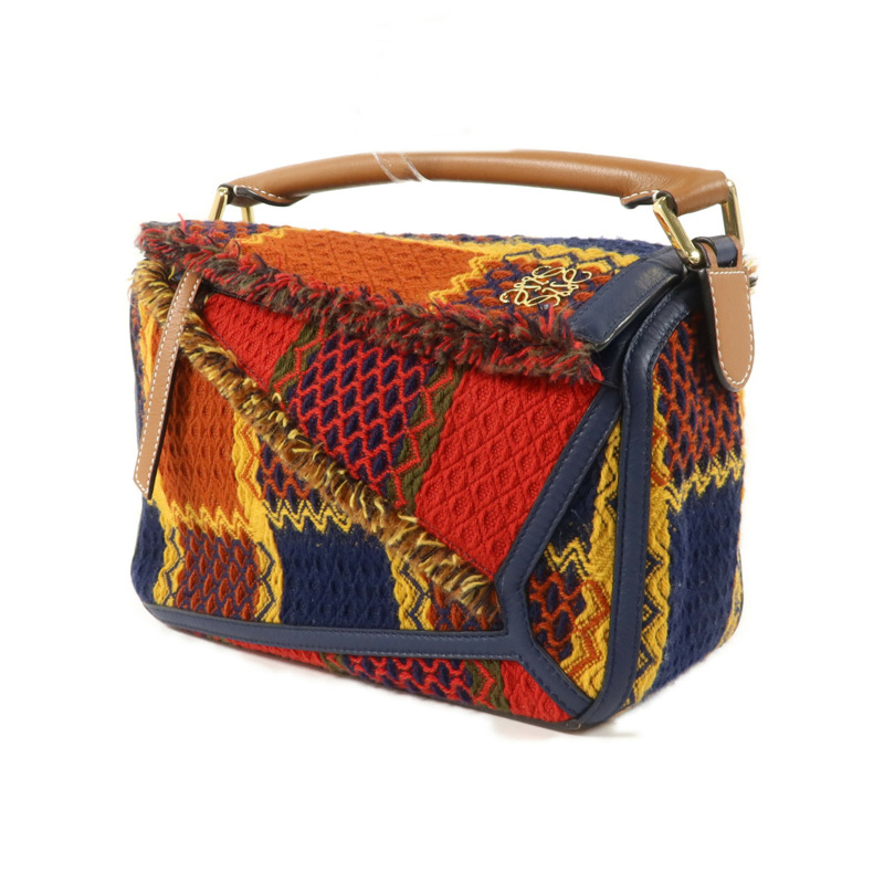 LOEWE 格子花呢/牛皮皮革Puzzle Tartan Small手挽肩背兩用袋-2