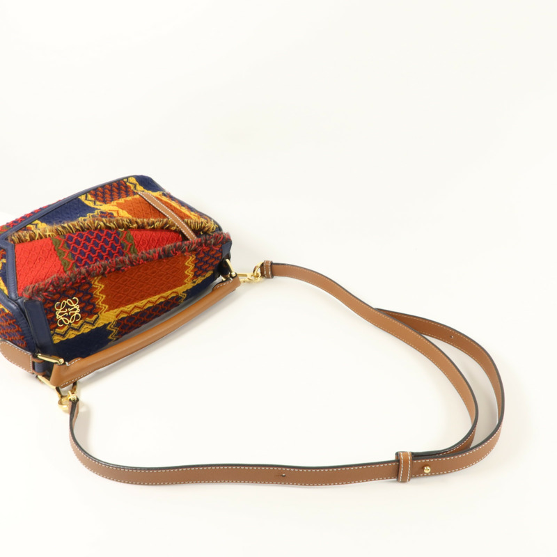 LOEWE 格子花呢/牛皮皮革Puzzle Tartan Small手挽肩背兩用袋-7