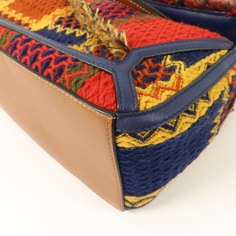 LOEWE 格子花呢/牛皮皮革Puzzle Tartan Small手挽肩背兩用袋-10