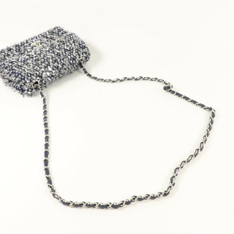 CHANEL 斜紋軟呢/亮片Mini Classic 20鏈帶肩背袋-7