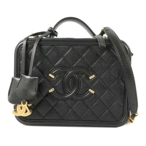 CHANEL 牛皮皮革CC Filigree Vanity Case Medium手挽肩背兩用袋