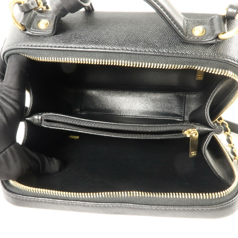 CHANEL 牛皮皮革CC Filigree Vanity Case Medium手挽肩背兩用袋-4
