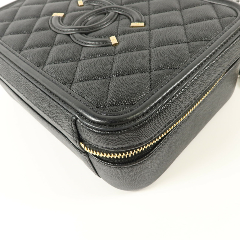 CHANEL 牛皮皮革CC Filigree Vanity Case Medium手挽肩背兩用袋-12