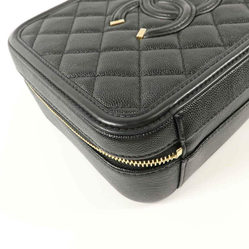 CHANEL 牛皮皮革CC Filigree Vanity Case Medium手挽肩背兩用袋-13