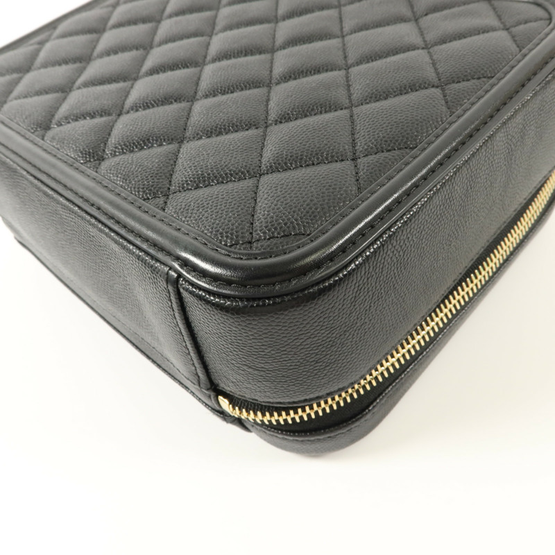 CHANEL 牛皮皮革CC Filigree Vanity Case Medium手挽肩背兩用袋-14