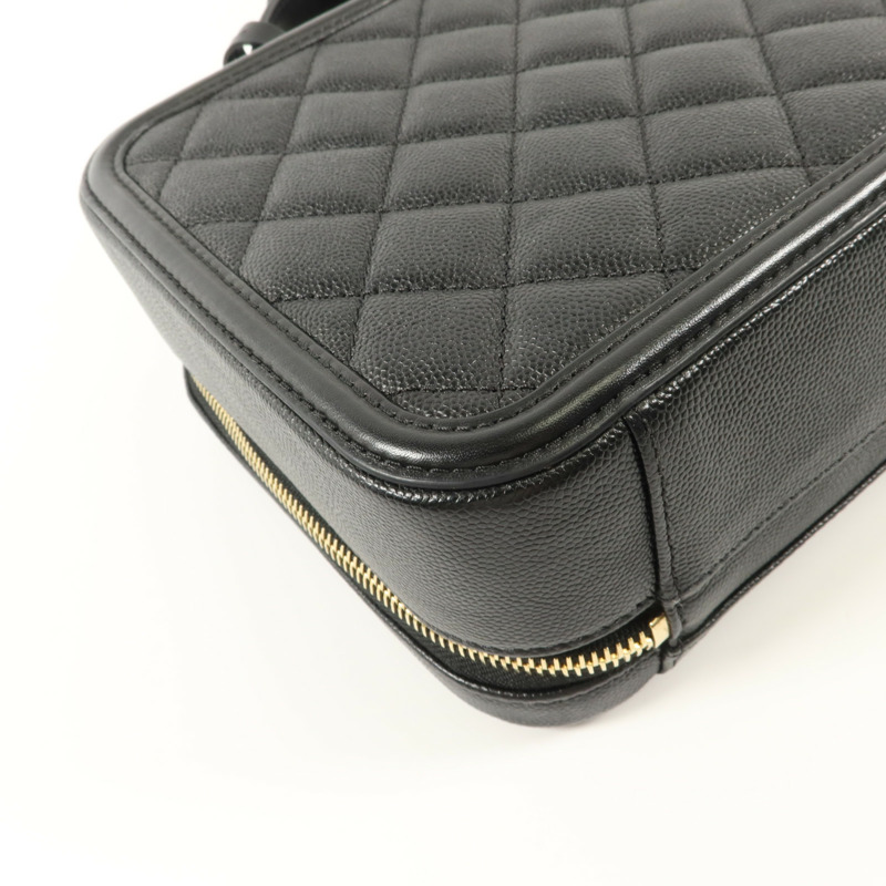 CHANEL 牛皮皮革CC Filigree Vanity Case Medium手挽肩背兩用袋-15