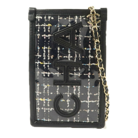 CHANEL PVC/斜紋軟呢Phone Pouch With Chain鏈帶電話肩背袋