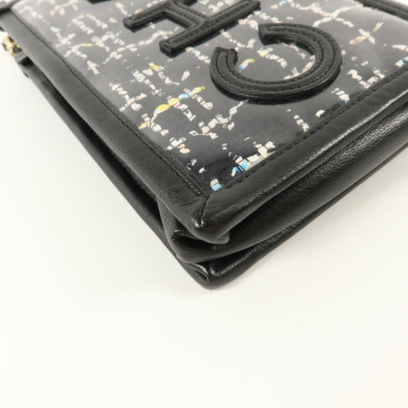 CHANEL PVC/斜紋軟呢Phone Pouch With Chain鏈帶電話肩背袋-11