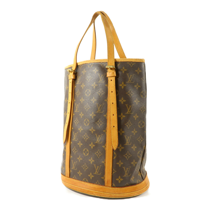LOUIS VUITTON Monogram Bucket GM金扣手挽袋棕色-2